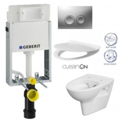 GEBERIT KOMBIFIXBasic vč. matného tlačítka DELTA 25 + WC CERSANIT CLEANON PARVA + SEDÁTKO (110.100.00.1 21MA PA2)