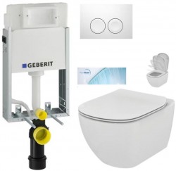 GEBERIT KOMBIFIXBasic vr. bieleho  tlačidla DELTA 21 + WC Ideal Standard Tesi so sedadlom SoftClose, AquaBlade (110.100.00.1 21BI TE1)