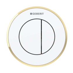 GEBERIT - Oddálené ovládání splachování typ 10, 2-činné, pro nádržku pod omítku 8 cm, bílá/zlatá (116.056.KK.1)