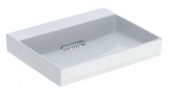 GEBERIT - ONE Umyvadlo 60x48x14 cm, skrytý přepad, bez otvoru pro baterii, vodorovný odtok, KeraTect, bílá (505.033.00.1)