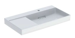 GEBERIT - ONE Umyvadlo 90x48x14 cm, skrytý přepad, s otvorem pro baterii, vodorovný odtok, KeraTect, bílá (505.043.00.1)