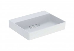 GEBERIT - ONE Umyvadlo na desku 50x41x14 cm, skrytý přepad, bez otvoru pro baterii, vodorovný odtok, matná bílá (505.025.00.1)