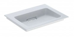 GEBERIT - ONE Umyvadlo nábytkové 60x48x13 cm, skrytý přepad, bez otvoru pro baterii, vodorovný odtok, KeraTect, bílá (505.001.00.1)