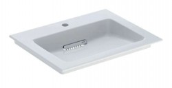 GEBERIT - ONE Umyvadlo nábytkové 60x48x13 cm, skrytý přepad, s otvorem pro baterii, vodorovný odtok, KeraTect, bílá (505.002.00.1)