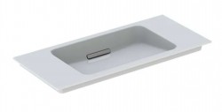 GEBERIT - ONE Umyvadlo nábytkové 90x40x13 cm, skrytý přepad, bez otvoru pro baterii, vodorovný odtok, KeraTect, bílá (500.395.01.2)