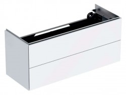 GEBERIT - ONE Umyvadlová skříňka 105x47x40 cm, 2 zásuvky, s LED osvětlením a ovládáním výpusti, lesklá bílá (500.386.01.1)