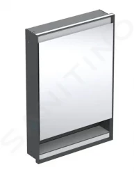 GEBERIT - ONE Zrcadlová skříňka s LED osvětlením, 600x900x150 mm, panty vlevo, s nikou, vestavná, matná černá (505.820.00.7)
