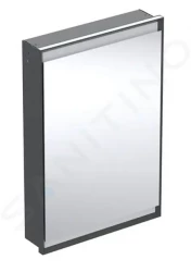 GEBERIT - ONE Zrcadlová skříňka s LED osvětlením, 600x900x150 mm, panty vlevo, vestavná, matná černá (505.800.00.7)