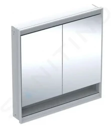GEBERIT - ONE Zrcadlová skříňka s LED osvětlením, 900x900x150 mm, 2 dvířka, s nikou, vestavná, bílá (505.823.00.2)