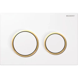 Geberit ovládací tlačítko OMEGA20 bílá lesk/zlatý kroužek plast, pro modul WC 82 a 98 cm  115.085.KK.1 (115.085.KK.1)