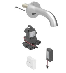 GEBERIT - Piave Elektronický umyvadlový ventil pod omítku, pro studenou vodu, bateriové napájení, easy to clean, kartáčovaná nerez (116.263.SN.1)