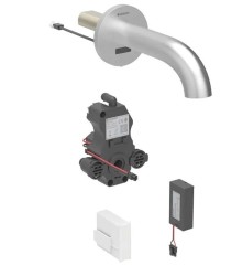 GEBERIT - Piave Elektronický umyvadlový ventil pod omítku, pro studenou vodu, bateriové napájení, easy to clean, kartáčovaná nerez (116.283.SN.1)