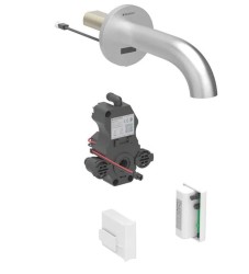 GEBERIT - Piave Elektronický umyvadlový ventil pod omítku, pro studenou vodu, napájení z generátoru, easy to clean, kartáčovaná nerez (116.265.SN.1)
