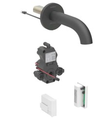 GEBERIT - Piave Elektronický umyvadlový ventil pod omítku, pro studenou vodu, napájení z generátoru, easy to clean, matná černá (116.285.14.1)