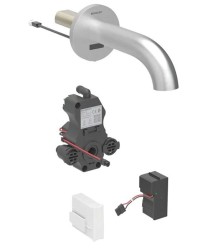 GEBERIT - Piave Elektronický umyvadlový ventil pod omítku, pro studenou vodu, síťové napájení, easy to clean, kartáčovaná nerez (116.261.SN.1)