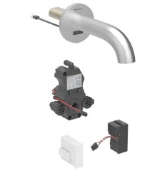 GEBERIT - Piave Elektronický umyvadlový ventil pod omítku, pro studenou vodu, síťové napájení, easy to clean, kartáčovaná nerez (116.281.SN.1)