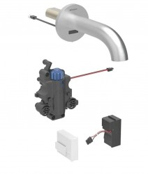 GEBERIT - Piave Termostatická elektronická umyvadlová baterie pod omítku, síťové napájení, easy to clean, kartáčovaná nerez (116.267.SN.1)