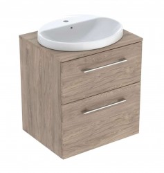 GEBERIT - Selnova Square Skříňka s umyvadlem, 59x50x70 cm, 2 zásuvky, ořech hickory (502.870.00.1)
