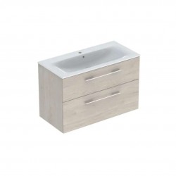 GEBERIT - Selnova Square Umyvadlová skříňka 64x99x48 cm, s umyvadlem, 2 zásuvky, světlý ořech hickory (501.247.00.1)