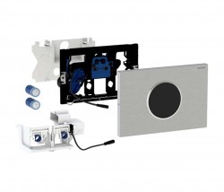 GEBERIT - Sigma10 Elektronické ovládací tlačítko pro 2 množství splachování, bateriové napájení, kartáčovaná/leštěná nerez (115.909.SN.6)