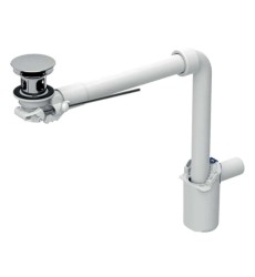 GEBERIT - Úsporný sifon pro umyvadla s přepadem, výpusť s táhlem, chrom (152.072.21.1)