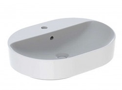 GEBERIT - VariForm Umyvadlo na desku 50x48 cm, s přepadem, otvor pro baterii, bílá (500.775.01.2)