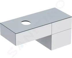 GEBERIT - VariForm Umyvadlová skříňka, 1200x510x550 mm, 3 zásuvky a zápachová uzávěrka, lesklá bílá/matná bílá (501.183.00.1)