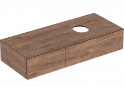 GEBERIT - VariForm Umyvadlová skříňka, 120x51x24 cm, 2 zásuvky a zápachová uzávěrka, ořech (501.174.00.1)