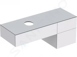 GEBERIT - VariForm Umyvadlová skříňka, 1350x510x550 mm, 3 zásuvky a zápachová uzávěrka, lesklá bílá/matná bílá (501.189.00.1)