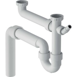 GEBERIT - Zápachová uzávěrka pro dvojdřez, s úhlovou hadicovou objímkou, vývod svislý, d 50 mm (152.553.11.1)