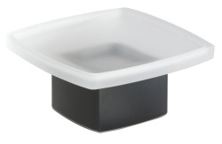 Gedy - LOUNGE mýdlenka na postavení, mléčné sklo, černá mat (545114)