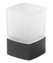 Gedy - LOUNGE sklenka na postavení, mléčné sklo, černá mat (549814)