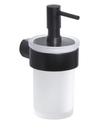 Gedy - PIRENEI dávkovač mýdla 110 ml, mléčné sklo, černá mat (PI8114)