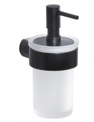 Gedy - PIRENEI dávkovač mýdla 110 ml, mléčné sklo, černá mat (PI8114)
