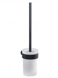 Gedy - PIRENEI WC štětka závěsná, mléčné sklo, černá mat (PI330314)