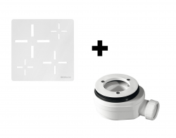 GELCO - SET - Čtvercová krytka sifonu bílá KSM107W + sifon PB90EXN minus (KSM107W-SN90)