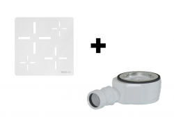 GELCO - SET - Čtvercová krytka sifonu bílá KSM107W + sifon SN90 (KSM107W-SN90)