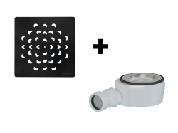 GELCO - SET - Čtvercová krytka sifonu černá KSM104B + sifon SN90 (KSM104B-SN90)