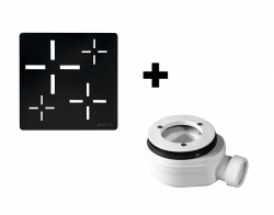 GELCO - SET - Čtvercová krytka sifonu černá KSM107B + sifon PB90EXN minus (KSM107B-SN90)