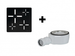 GELCO - SET - Čtvercová krytka sifonu černá KSM107B + sifon SN90 (KSM107B-SN90)