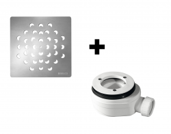 GELCO - SET - Čtvercová krytka sifonu chrom KSM104CH + sifon PB90EXN minus (KSM104CH-SN90)