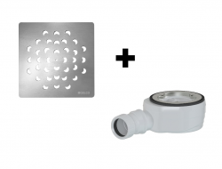 GELCO - SET - Čtvercová krytka sifonu chrom KSM104CH + sifon SN90 (KSM104CH-SN90)