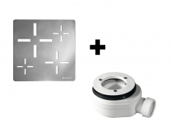 GELCO - SET - Čtvercová krytka sifonu chrom KSM107CH + sifon PB90EXN minus (KSM107CH-SN90)