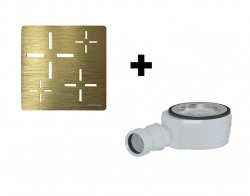 GELCO - SET - Čtvercová krytka sifonu zlatá KSM107G + sifon SN90 (KSM107G-SN90)
