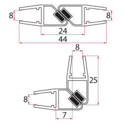 GELCO - Set magnetických těsnění 45°pro sklo 8/8, 2000 (2ks) (NDTL04)