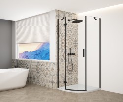 GELCO - TRINITY BLACK čtvrtkruhový kout 900x900  pravý, čiré sklo, GT6590CR-B (GT6590CR-B)