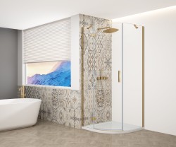 GELCO - TRINITY GOLD čtvrtkruhový kout 900x900  levý, čiré sklo, GT6590CL-G (GT6590CL-G)