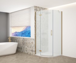 GELCO - TRINITY GOLD čtvrtkruhový kout 900x900  levý, matné sklo, GT6590ML-G (GT6590ML-G)