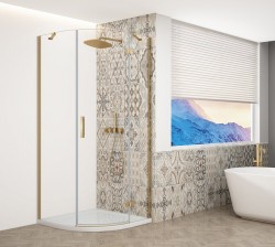 GELCO - TRINITY GOLD čtvrtkruhový kout 900x900  pravý, čiré sklo, GT6590CR-G (GT6590CR-G)