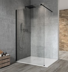 GELCO - VARIO BLACK jednodílná sprchová zástěna k instalaci ke stěně, čiré sklo, 1300  (GX1213GX1014)